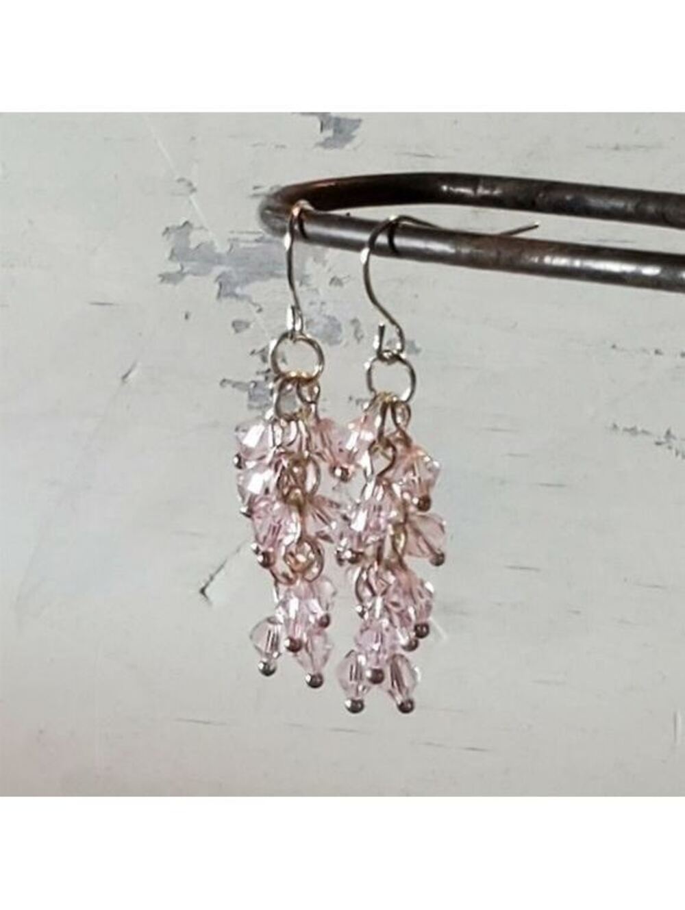 Art Deco Style Handcrafted Pink Translucent Crystal Baubles Cascade Earrings